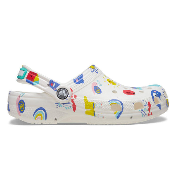 CROCS Classic Doodle Print Clog Toddler Kids Casual Shoes
