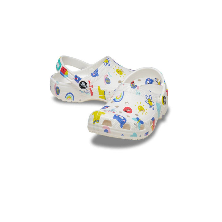 CROCS Classic Doodle Print Clog Toddler Kids Casual Shoes